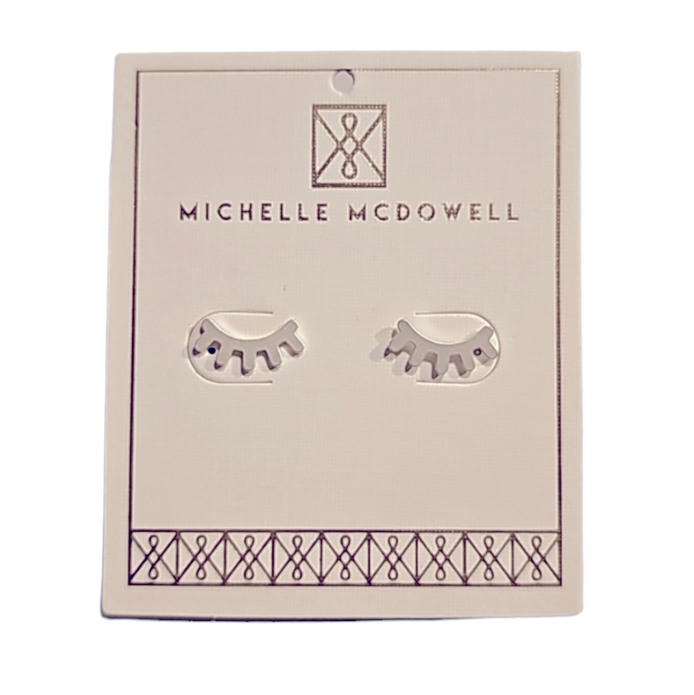 Michelle Mcdowell Nwt Silver Eyelash Earrings Modern Unique